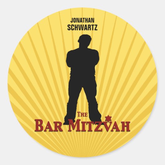 Rond Étoile de cinéma Bar Mitzvah Sticker bleu jaune (Devant)