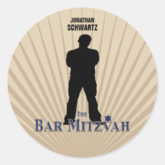 Rond Étoile de cinéma Bar Mitzvah Sticker Tan Navy Blue