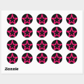 Rond Étoile rose sur noir - Sticker (Feuille)