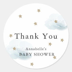 Rond Étoiles et nuages Baby shower Merci Sticker