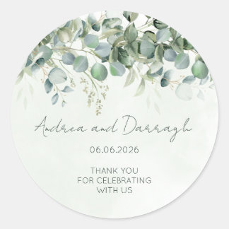 Rond Eucalyptus Wedding Favor Label Sticker 1001A