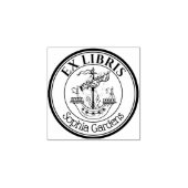 Rond Ex Libris Lymphad Motif Rubber Stempel (Afrduk)
