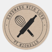 Rond Fabriqué à la main avec cuisson d'amour Sticker pe (Devant)