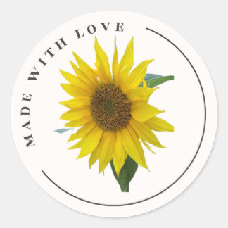 Rond Fabriqué avec amour, Sticker de tournesol