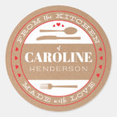 Rond Fabriqué avec l'amour Alimentation Sticker Cadeau (Devant)