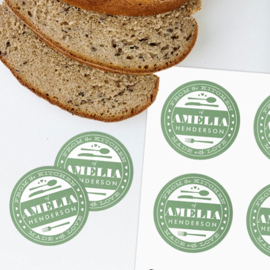 Rond Fabriqué avec l'amour Aliments Cadeau Sticker papi