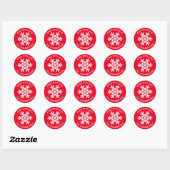 Rond Fabriqué avec l'amour blanc Sticker Flocon de neig (Feuille)