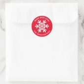 Rond Fabriqué avec l'amour blanc Sticker Flocon de neig (Sac)