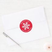 Rond Fabriqué avec l'amour blanc Sticker Flocon de neig (Enveloppe)