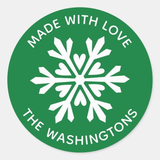 Rond Fabriqué avec l'amour Sticker Flocon de neige de N (Devant)