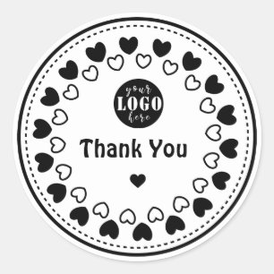 Rond Fait à la main avec amour merci sticker & étique