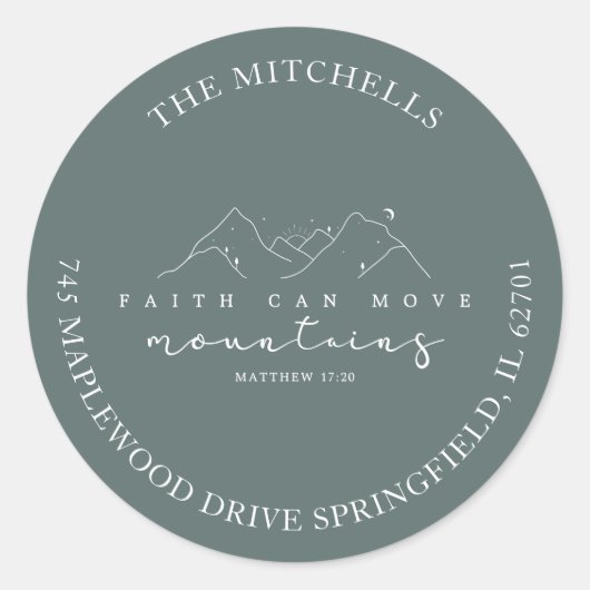 Rond Faith Can Move Mountains Custom Address Sticker (Devant)
