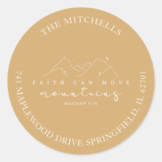 Rond Faith Can Move Mountains Custom Address Sticker (Devant)