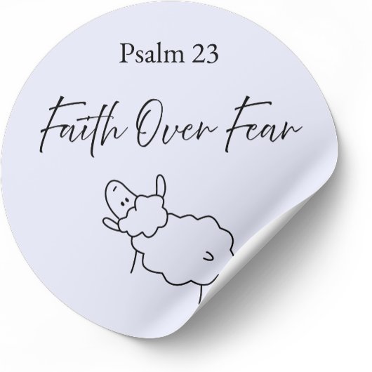 Rond Faith Over Fear Psalm 23 Christian Sticker
