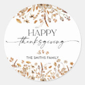 Rond Fall Leaves Thanksgiving Dinner Sticker (Devant)
