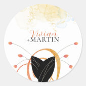 Rond Falling Melody Poetic Watercolor Wedding Sticker (Devant)