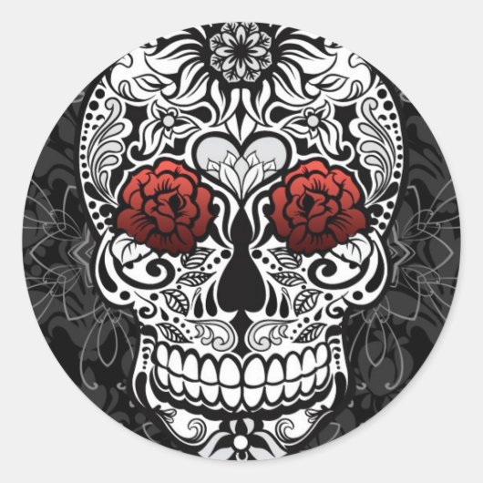 Rond Fancy Skull Day of the Dead Sticker (Devant)