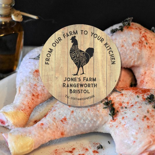 Rond Farm Fresh Chicken Sticker | Rustic Hen Logo Label