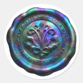 Rond Faux Wax Envelope Seal Style 4 Blue 23 Sticker (Devant)