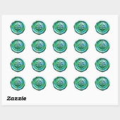 Rond Faux Wax Envelope Seal Style 4 Green 21 Sticker (Feuille)
