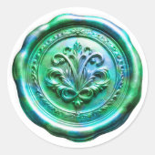 Rond Faux Wax Envelope Seal Style 4 Green 21 Sticker (Devant)