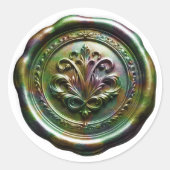 Rond Faux Wax Envelope Seal Style 4 Green 23 Sticker (Devant)