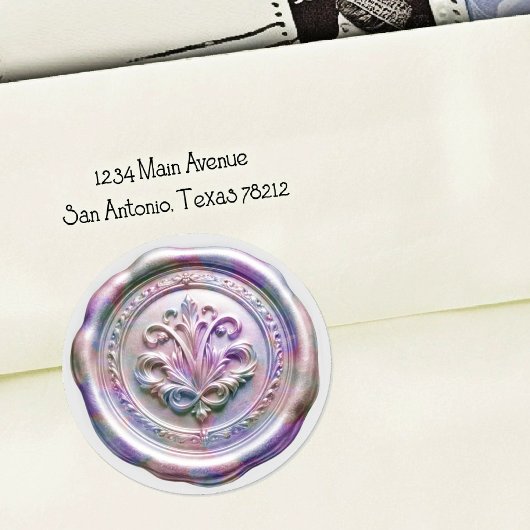 Rond Faux Wax Envelope Seal Style 4 Purple 20 Sticker