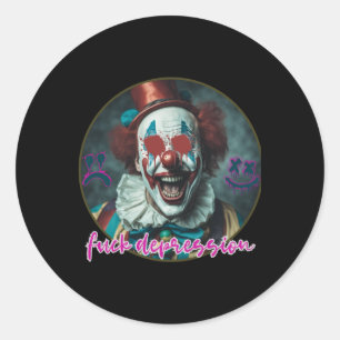 Rond Fck Depression - Clown - Sticker en santé mentale