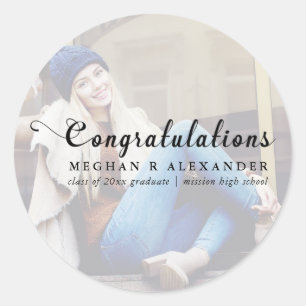 Rond Félicitations Graduate Photo and Name Sticker