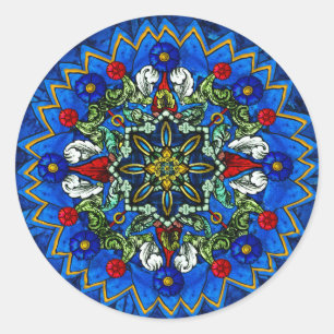 Rond Fenêtre Rose en verre tendu Sticker Mandala