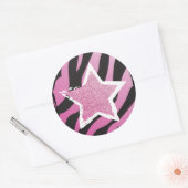 Rond Fête comme une Rockstar - Sticker rose Parties sci (Enveloppe)