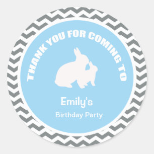 Rond Fête d'anniversaire Bunny merci sticker bleu