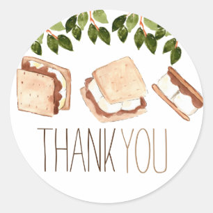 Rond Fête d'anniversaire du camping Smore merci sticker