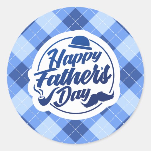 Rond Fête des pères simple Blue Happy | Sticker (Devant)