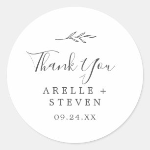 Rond Feuille minimale   Sticker Merci gris foncé Favori