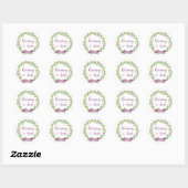 Rond Feuilles d'aquarelle violet et vert - Sticker (Feuille)