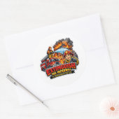 Rond Firefighter Extinguish The Inferno Cartoon Sticker (Enveloppe)