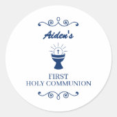 Rond First Holy Communion Chalice Sticker for Boys (Devant)