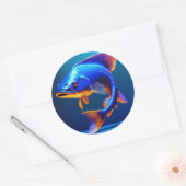 Rond Fish Logo Sticker | Cute & Minimal Aquatic Design (Enveloppe)