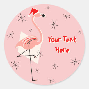 Rond Flamant rose Père Noël Pink Text sticker
