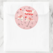 Rond Flamant rose Santas Pink Happy Holidays sticker ro (Sac)