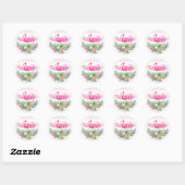 Rond Flamant rose tropical Aquarelle Pink Faver Sticker (Feuille)