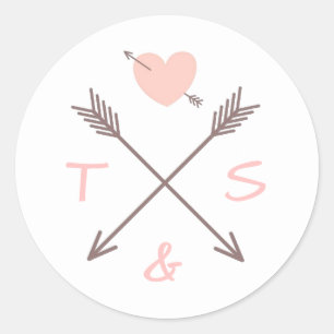 Rond Flèches Coeur rose - Sticker Cercle