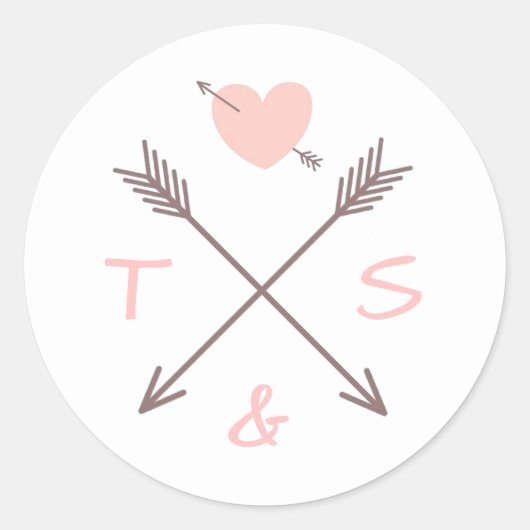 Rond Flèches Coeur rose - Sticker Cercle (Devant)