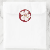 Rond Fleur de cerisier rouge - Sticker circulaire (Sac)