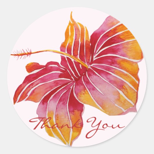 Rond Fleur d'Hibiscus hawaïen | Sticker Merci (Devant)