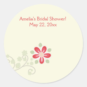Rond Fleur rouge simple avec Sticker faveur ronde vigne