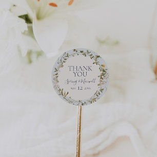 Rond Fleur sauvage de printemps   Sticker Favor Merci B