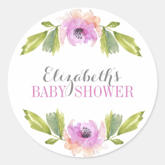 Rond Fleurs broyées | Sticker Baby shower aquarelle (Devant)