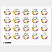 Rond Fleurs d'aquarelle Boho | Sticker baby shower (Feuille)